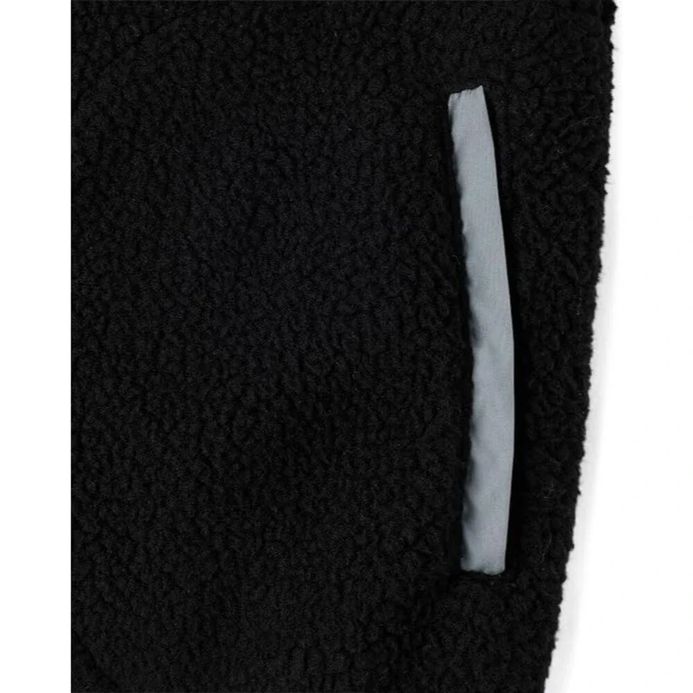 The Children's Place Boys Sherpa Fleece Full Zip Jacket Black Gray XL New